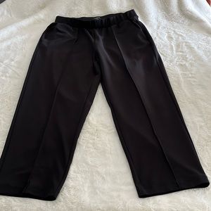 LOFT Pintucked Fluid Taper Pants Black Pull On size L